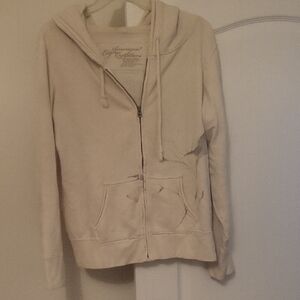 American Eagle Outfitters Cream Zip-Up Jacket